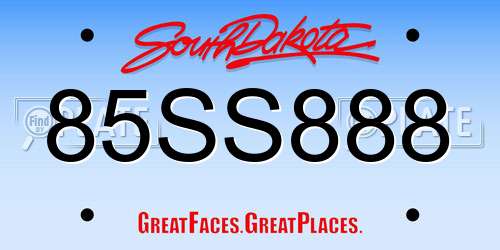 85SS888 South Dakota License Plate