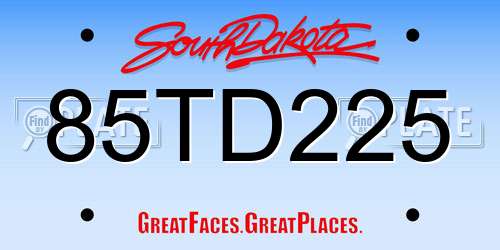 85TD225 South Dakota License Plate