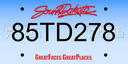 85TD278 South Dakota License Plate