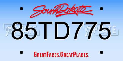 85TD775 South Dakota License Plate