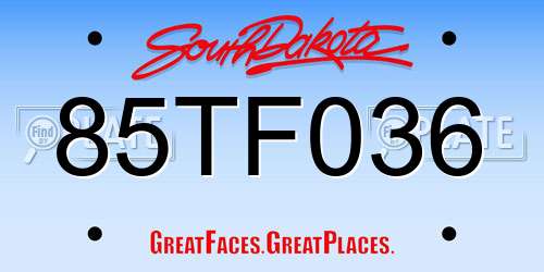 85TF036 South Dakota License Plate
