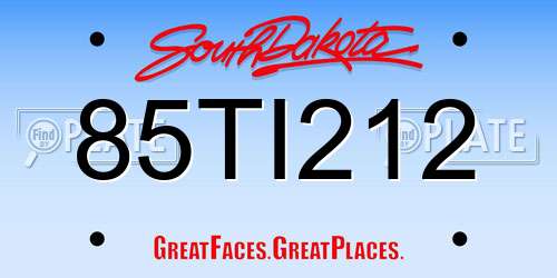 85TI212 South Dakota License Plate