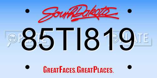 85TI819 South Dakota License Plate