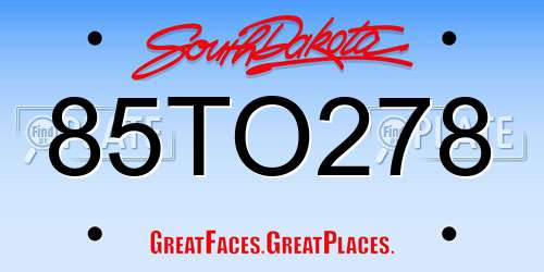 85TO278 South Dakota License Plate