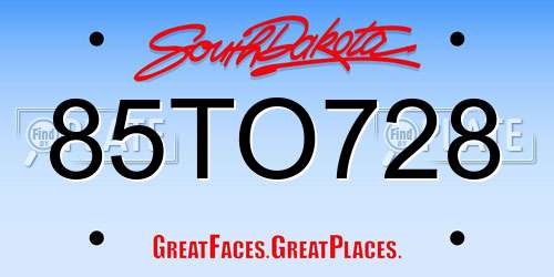 85TO728 South Dakota License Plate