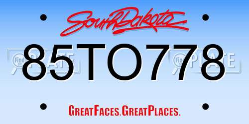 85TO778 South Dakota License Plate