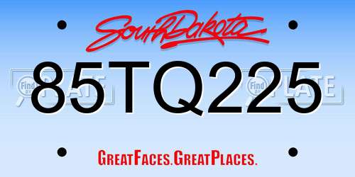 85TQ225 South Dakota License Plate