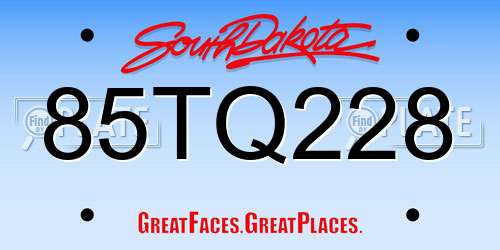 85TQ228 South Dakota License Plate