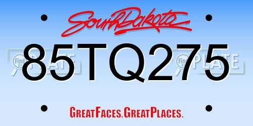 85TQ275 South Dakota License Plate