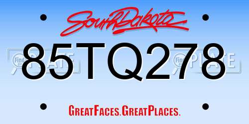 85TQ278 South Dakota License Plate