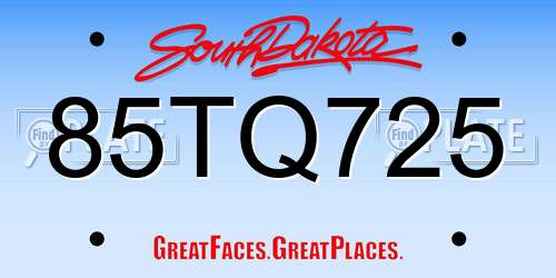 85TQ725 South Dakota License Plate