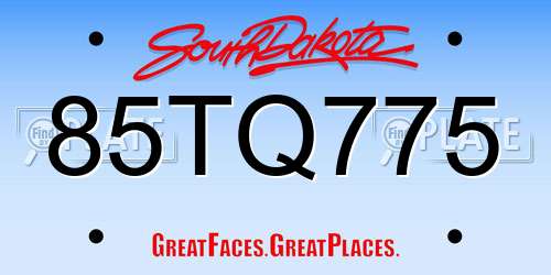 85TQ775 South Dakota License Plate