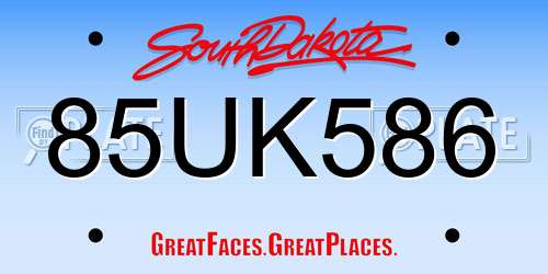 85UK586 South Dakota License Plate