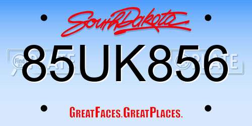 85UK856 South Dakota License Plate