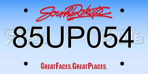 85UP054 South Dakota License Plate