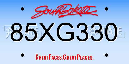 85XG330 South Dakota License Plate