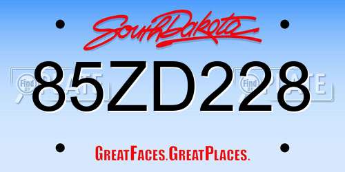 85ZD228 South Dakota License Plate
