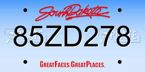 85ZD278 South Dakota License Plate