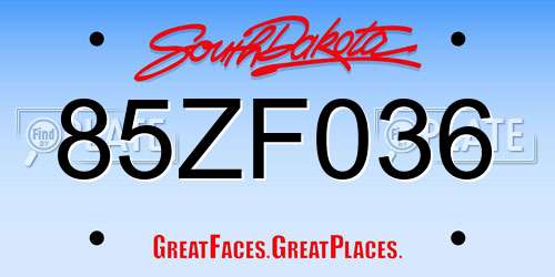 85ZF036 South Dakota License Plate