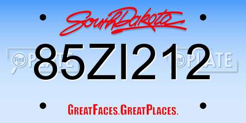 85ZI212 South Dakota License Plate