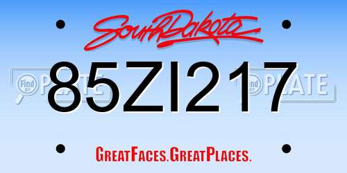 85ZI217 South Dakota License Plate