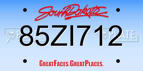 85ZI712 South Dakota License Plate