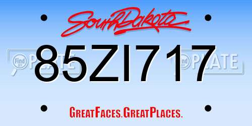 85ZI717 South Dakota License Plate