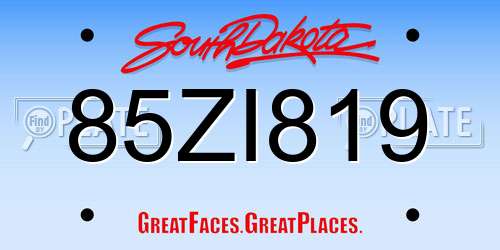 85ZI819 South Dakota License Plate