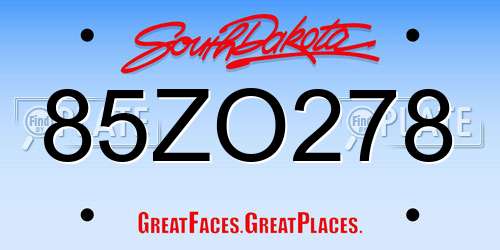 85ZO278 South Dakota License Plate