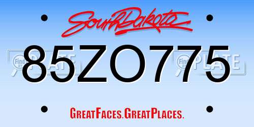 85ZO775 South Dakota License Plate
