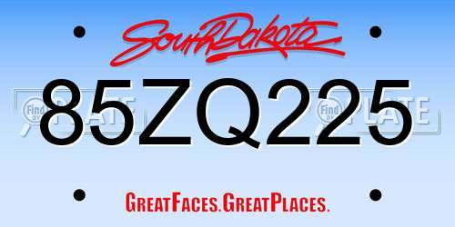 85ZQ225 South Dakota License Plate