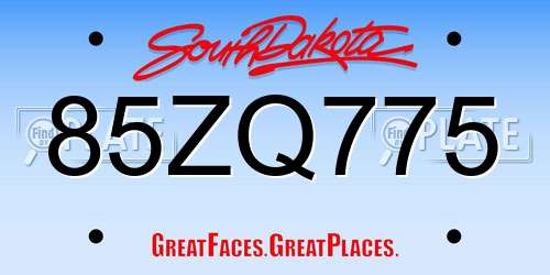 85ZQ775 South Dakota License Plate