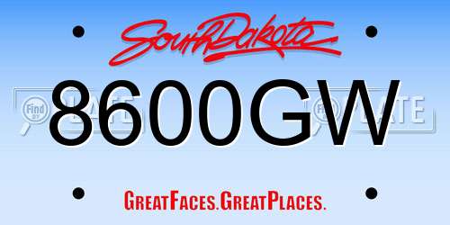 8600GW South Dakota License Plate