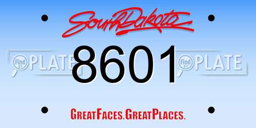 8601 South Dakota License Plate