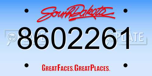 8602261 South Dakota License Plate