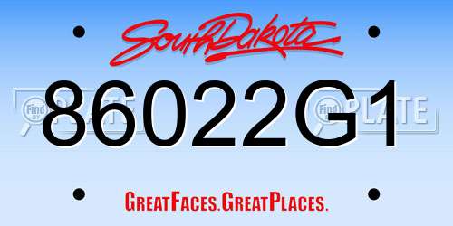 86022G1 South Dakota License Plate
