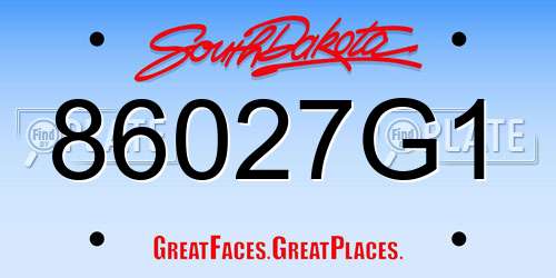86027G1 South Dakota License Plate