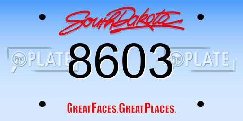 8603 South Dakota License Plate