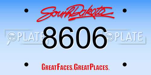 8606 South Dakota License Plate