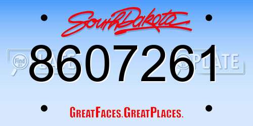 8607261 South Dakota License Plate