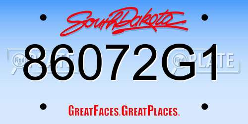 86072G1 South Dakota License Plate