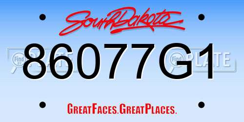 86077G1 South Dakota License Plate