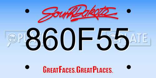 860F55 South Dakota License Plate