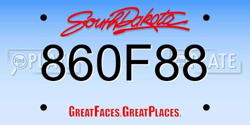 860F88 South Dakota License Plate