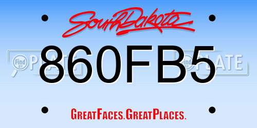 860FB5 South Dakota License Plate