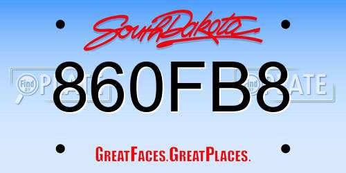 860FB8 South Dakota License Plate