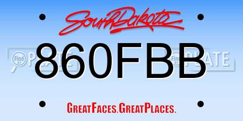 860FBB South Dakota License Plate