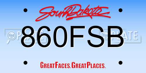 860FSB South Dakota License Plate