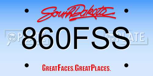 860FSS South Dakota License Plate