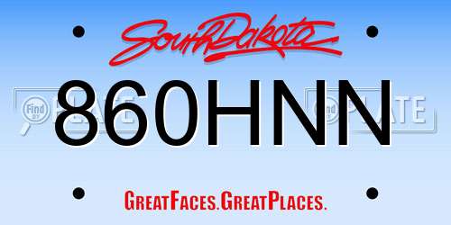 860HNN South Dakota License Plate